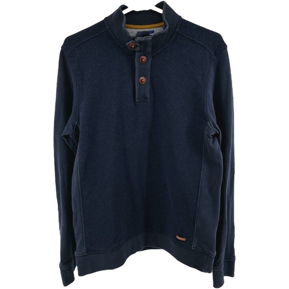 Ted Baker Rommi Jersey Funnel Neck Sweater Wool Button Long Sleeve Navy 4 L